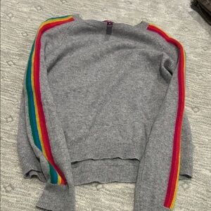 Aqua Gray Sweater with Colorful Stripes